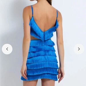 PatBO Vibrant Blue Fringe Mini Dress